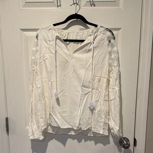 Elegant Cream Lace Sleeve Women's Top